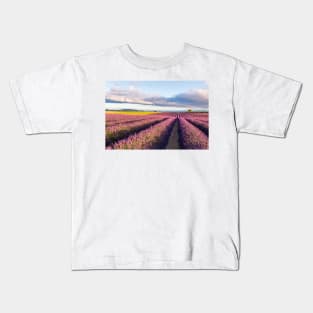 Lavender Field At Sunrise Kids T-Shirt